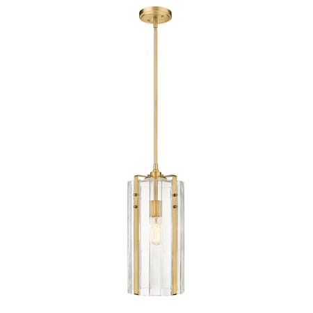 Z-Lite Alverton 1 Light Pendant, Rubbed Brass & Clear 3036P8-RB